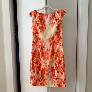 Adrianna Papell Red and Cream Floral Midi Dress